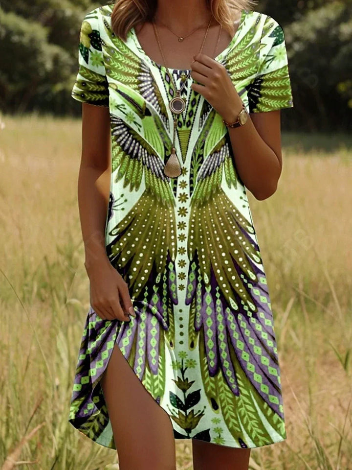 SELINA™ – SHORT SUMMER DRESS WITH TRENDY PRINT